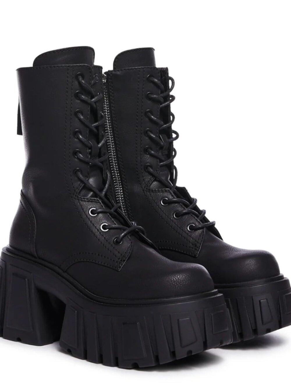 WIDOW Vegan Leather For All Eternity Black Platform Boots Size 6